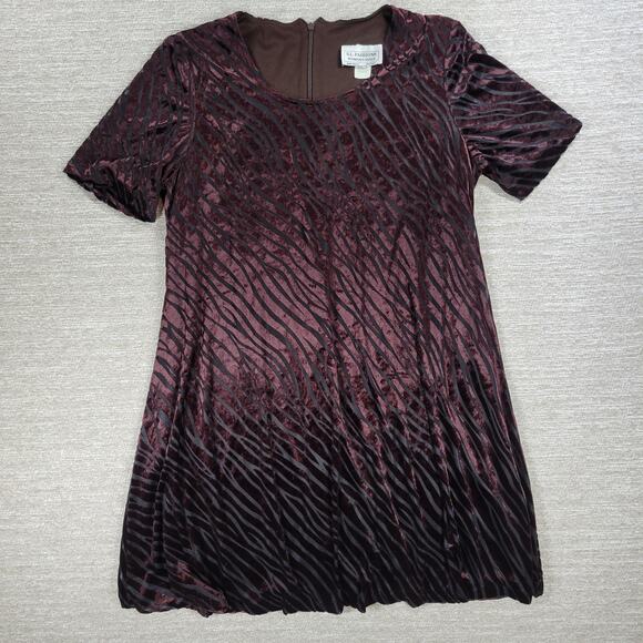 VTG Burned Out Velvet Tiger Stripe Swing Dress 14 Animal Print SL Fashions USA - Picture 1 of 12